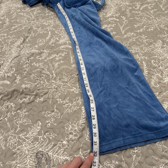 Juicy Couture Crown Heritage Cotton Velour Sweatpants Rhinestones Blue LARGE - Picture 10 of 12